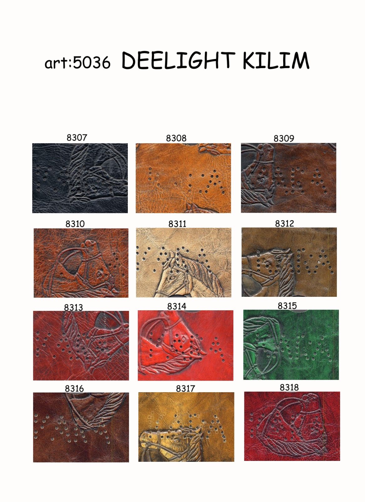 Deelight Kilim embossed calf leather horses heads classic english style brushed - Image 4