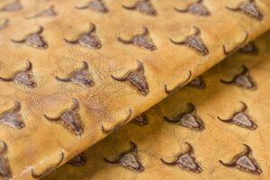 Tatanka West native bufalo skulls embossed on calf leather